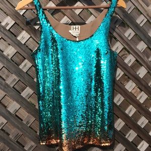 Haute Hippie Teal gold top and bottom